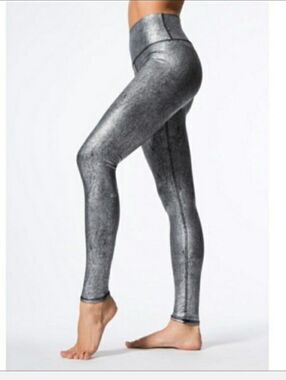 ALO Yoga Metallic Silver High-Waist Leggings